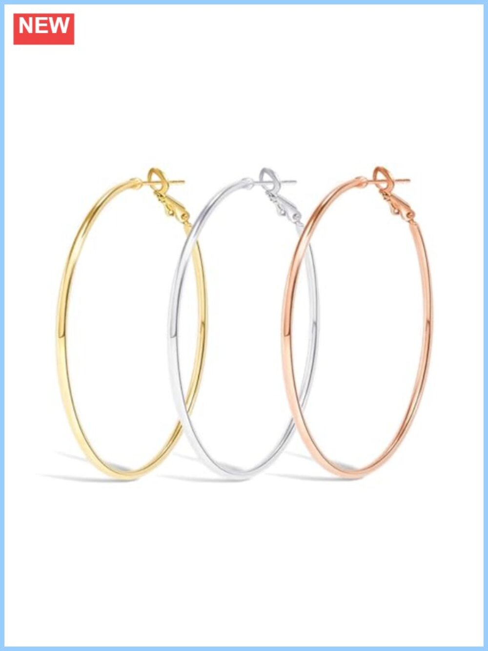 14k Gold Plated Hypoallergenic Hoop Earrings 60mm Lightweight Everyday